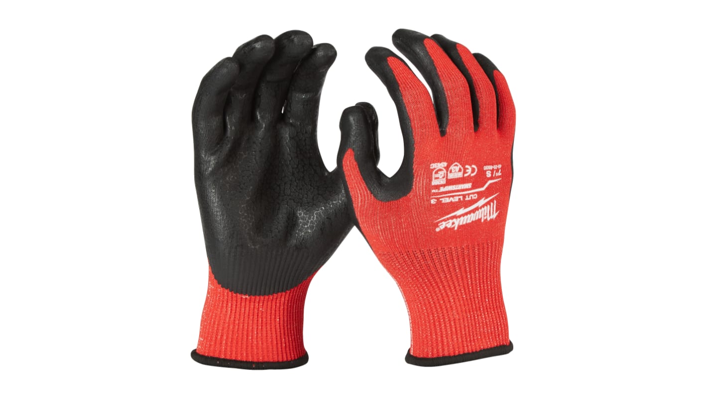 Milwaukee Red Nitrile Cut Resistant, Puncture Resistant Cut Resistant Gloves, Size 8, Medium, Nitrile Coating