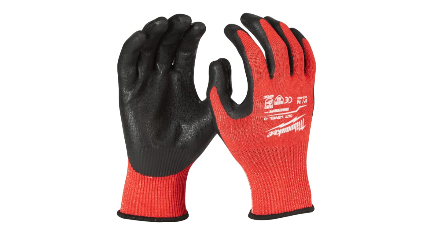 Milwaukee Red Nitrile Cut Resistant, Puncture Resistant Cut Resistant Gloves, Size 9, Nitrile Coating