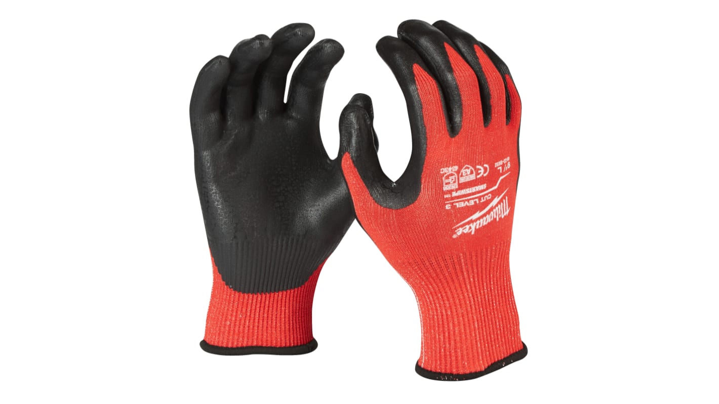 Gants Milwaukee taille 10, Résistant aux coupures, résistant à la perforation, Rouge