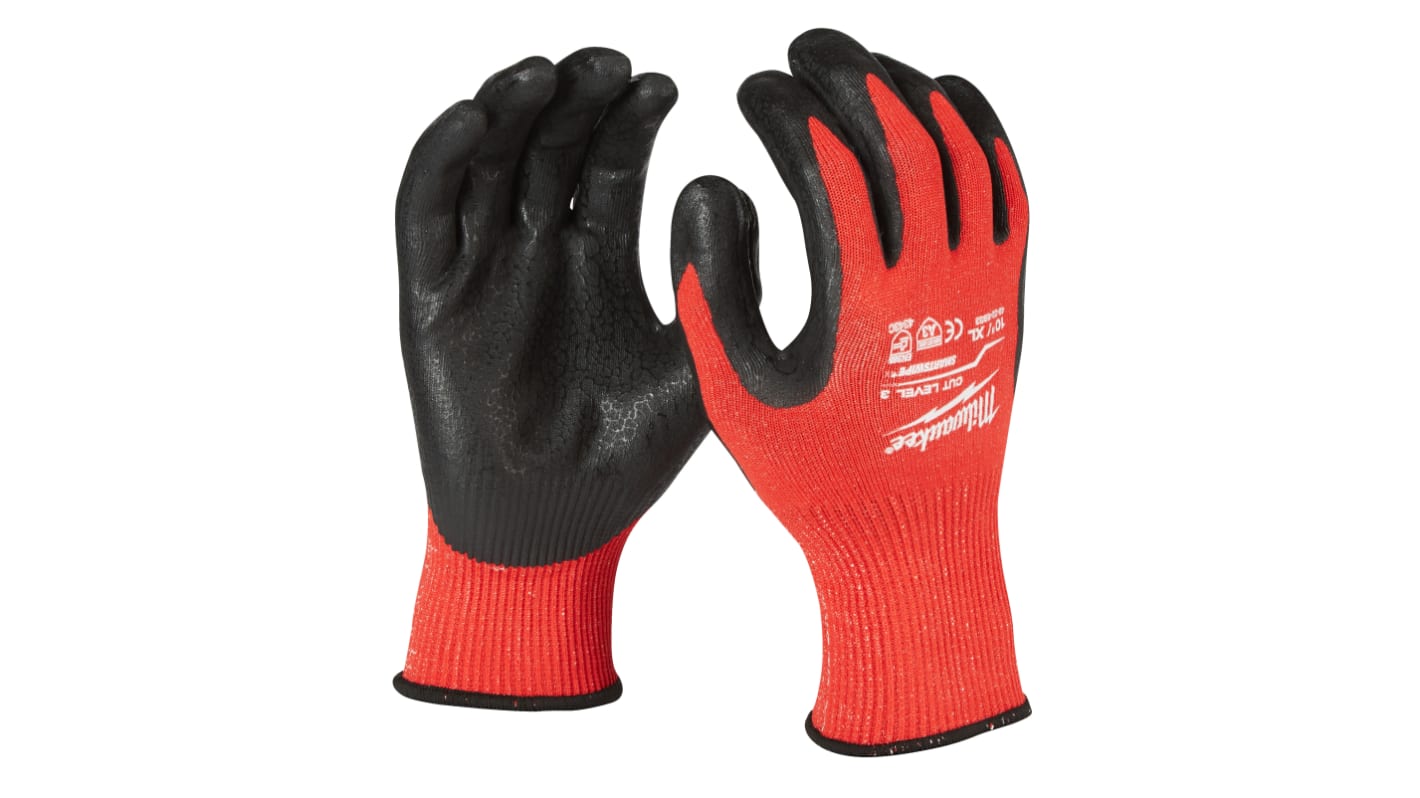 Milwaukee Red Nitrile Cut Resistant, Puncture Resistant Cut Resistant Gloves, Nitrile Coating