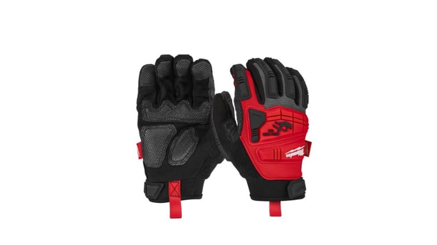 Milwaukee Red Nylon, Synthetic Leather Gloves, Size 9, Large