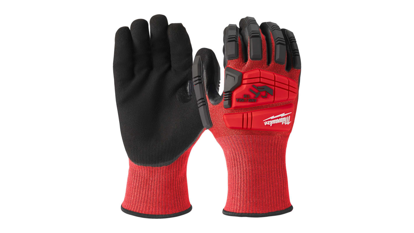 Milwaukee Red Nitrile Cut Resistant Gloves, Size 9, Nitrile Coating