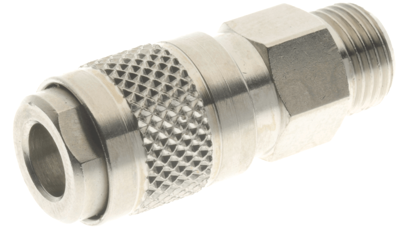 RS PRO 101 Series Straight Threaded Adaptor, BSP 1/8 Male to 1/8 in