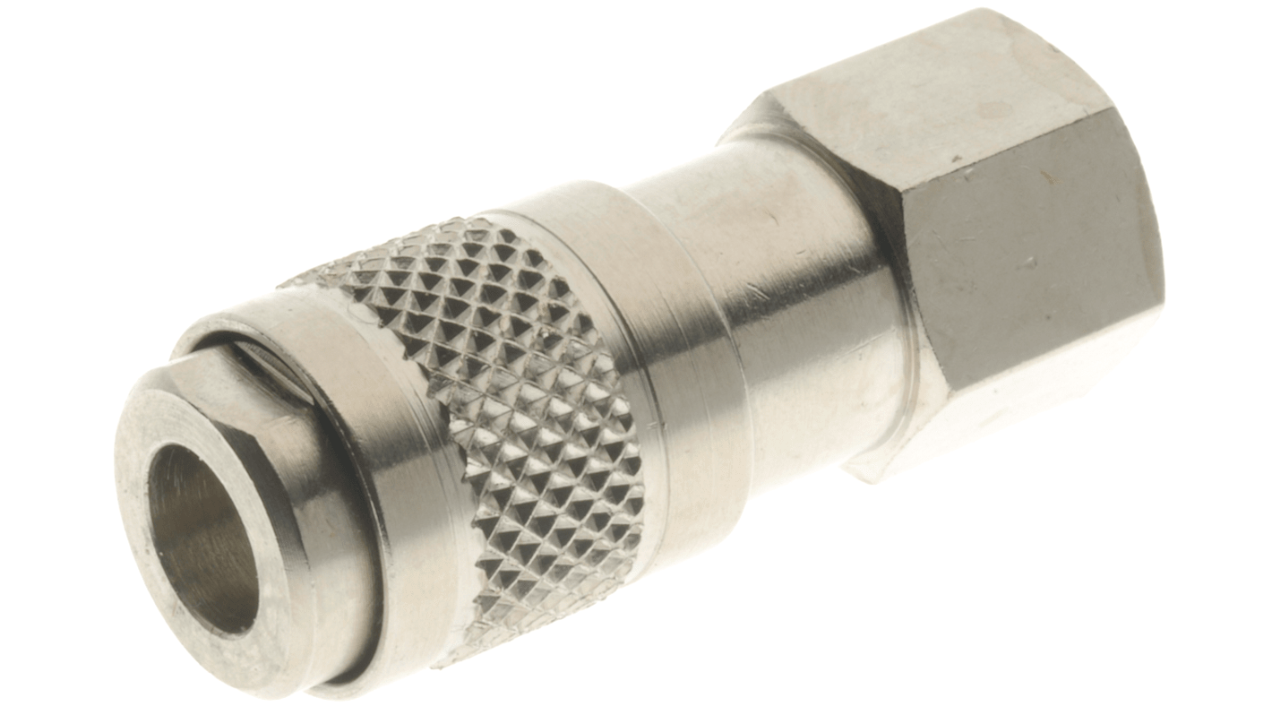 RS PRO 102 Series Straight Fitting, 1/8 in Female to 1/8 in Female, Threaded-to-Tube Connection Style