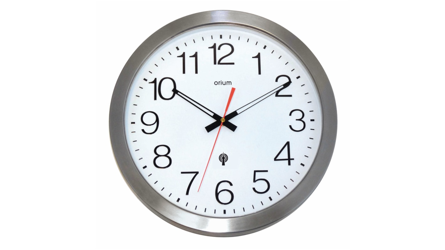 11385 Orium Inox Radio Controlled Analog Wall Clock, 35.5cm Diameter RS