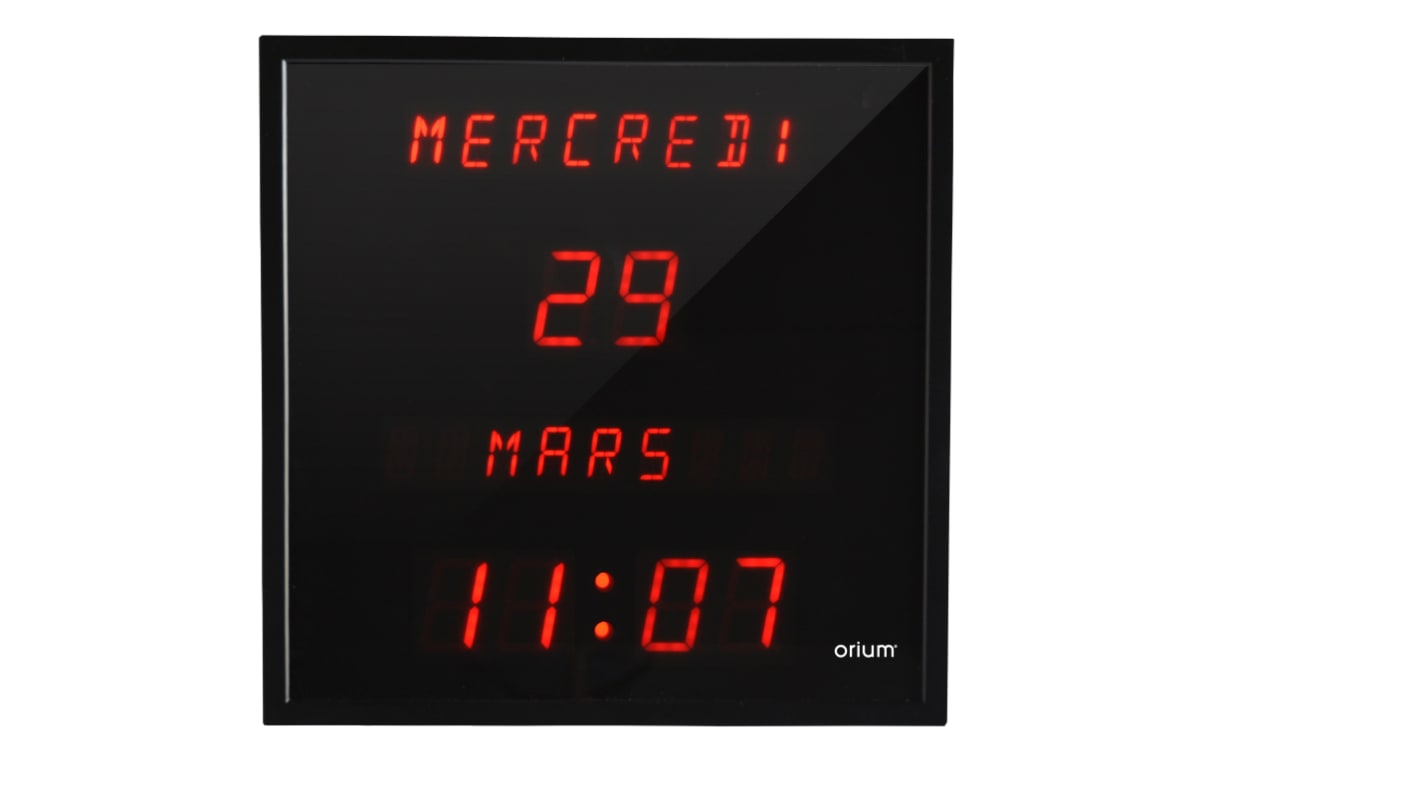 Reloj digital  de pared Negro Orium, Ø 280mm, 28cm x 28cm No , suministrado con 1 pila CR2032