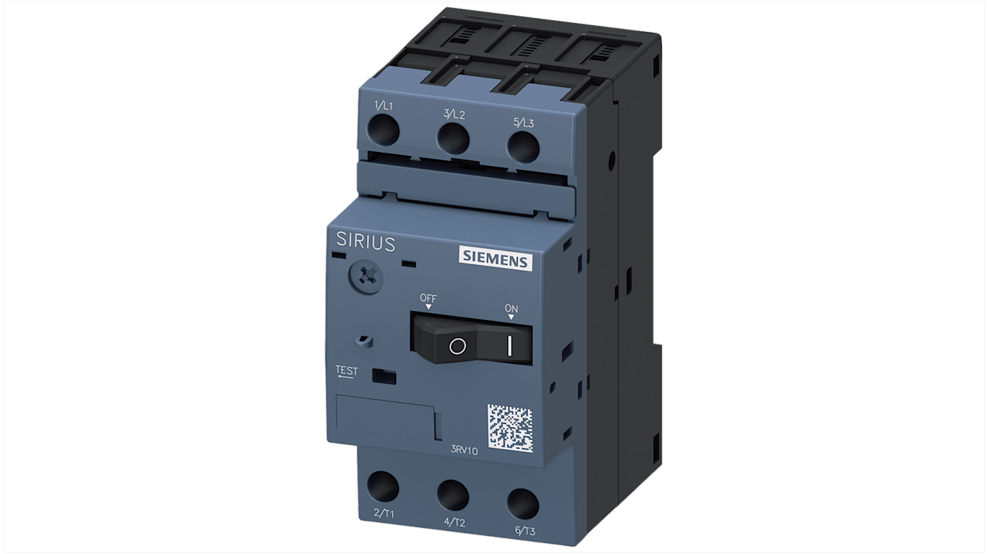 Interruttore automatico del motore Siemens, protezione 3RV1, 3 ingressi, 400 V, 2 A SIRIUS