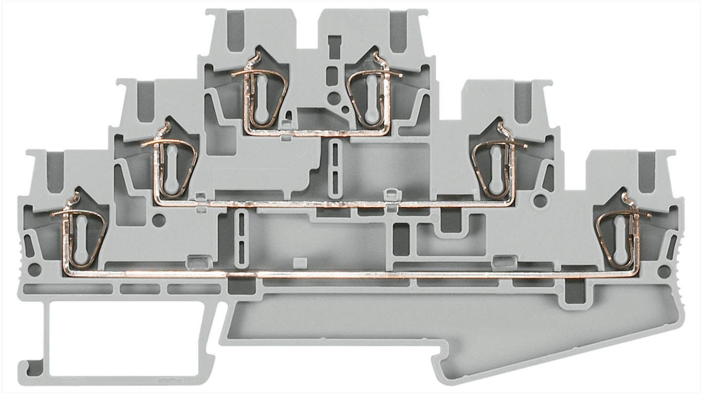 Bloc de jonction rail DIN Siemens ALPHA, 2.5mm², Cage à ressort, Gris