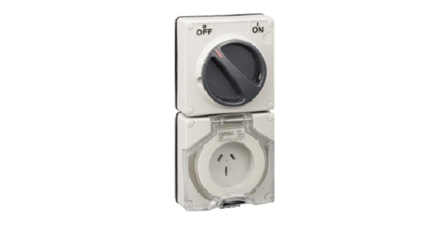 Clipsal Electrical New Zealand / Australian Mains Sockets, 15A, Surface Mount, 250 V ac