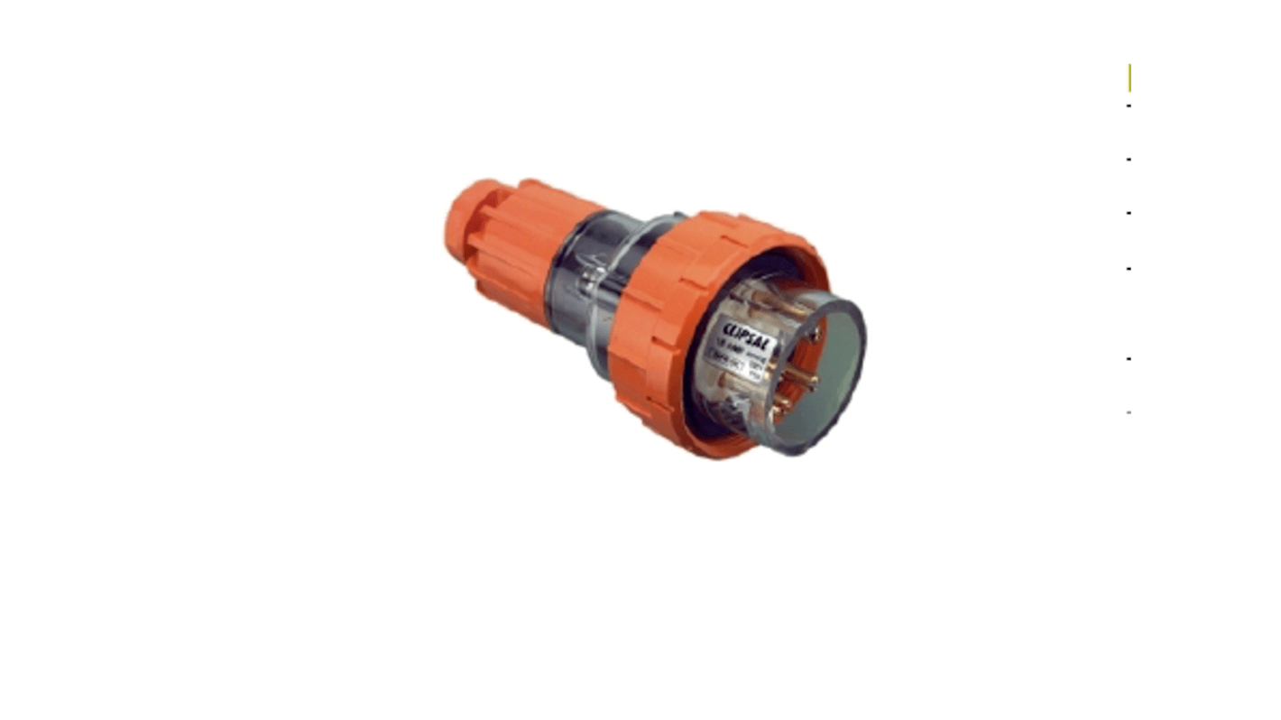 Clipsal Electrical, 56 Series IP66 Orange Surface Mount 3P + E Closure Plug, Rated At 16A, 500 V