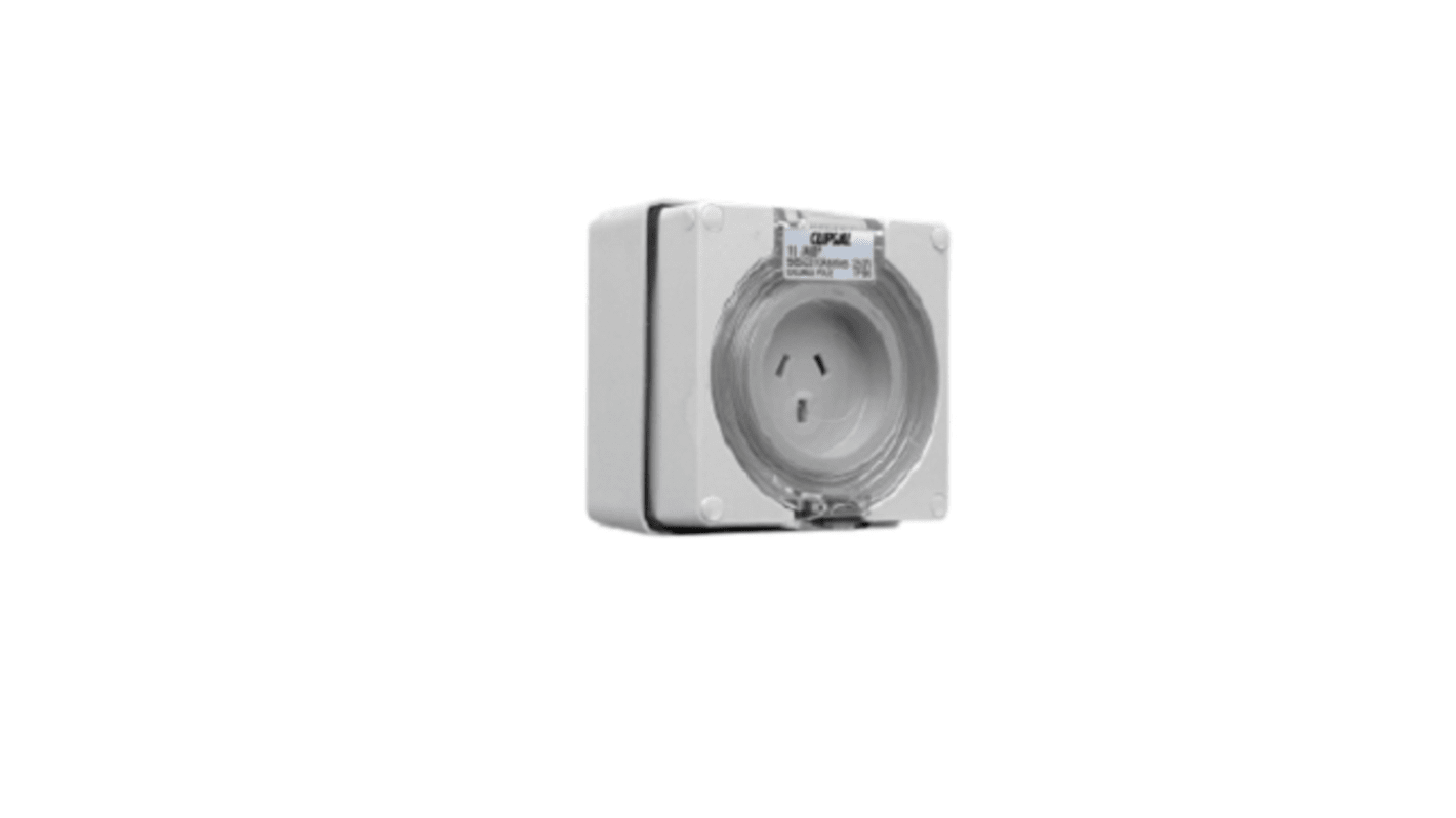 Clipsal Electrical New Zealand / Australian Mains Sockets, 10A, Surface Mount, 250 V ac