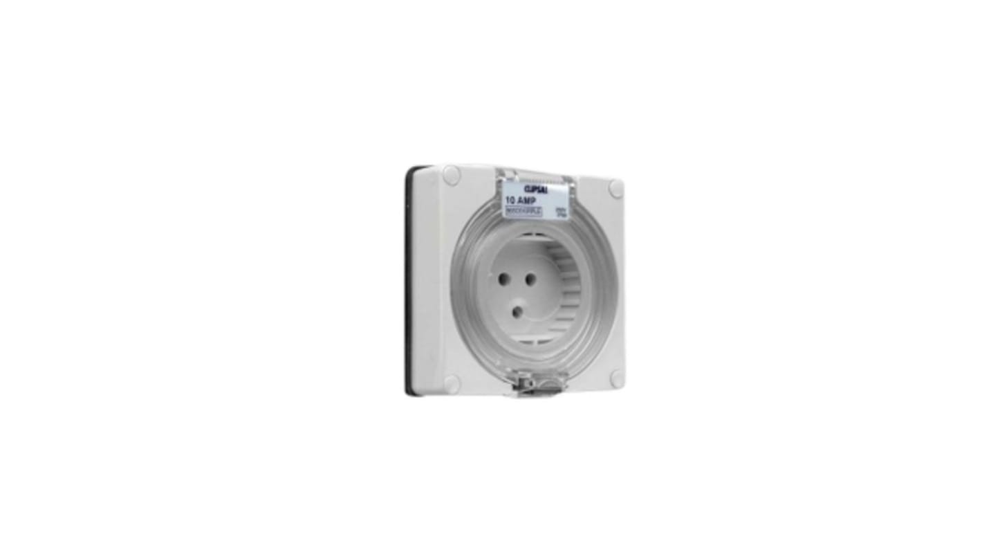 Clipsal Electrical, Series 56 Orange Surface Mount 1P + N + E Mains Connector Socket, Rated At 10A, 250 V