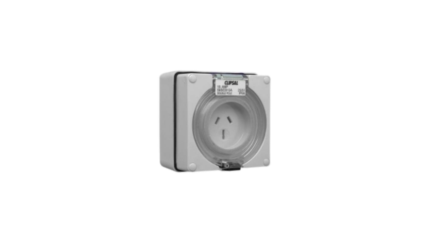 Clipsal Electrical, Series 56 Orange Surface Mount 1P + N + E Mains Connector Socket, Rated At 15A, 250 V