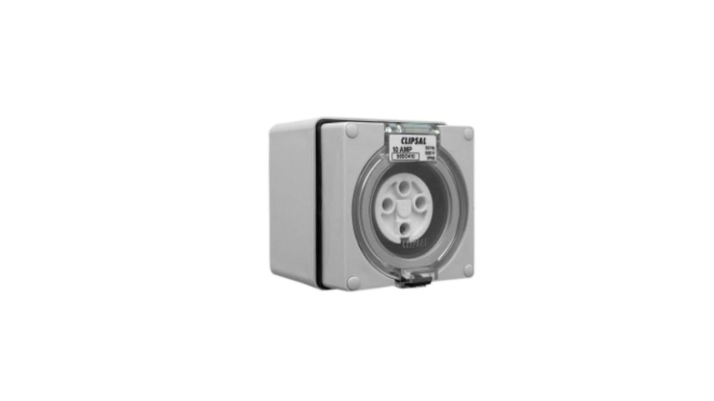 Clipsal Electrical, Series 56 White Surface Mount 3P + E Mains Connector Socket, Rated At 10A, 500 V