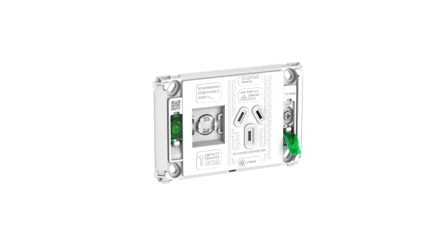 Clipsal Electrical, Pro Series White Flush Mount 2P + E Horizontal Mains Connector Socket, Rated At 10A, 250 V