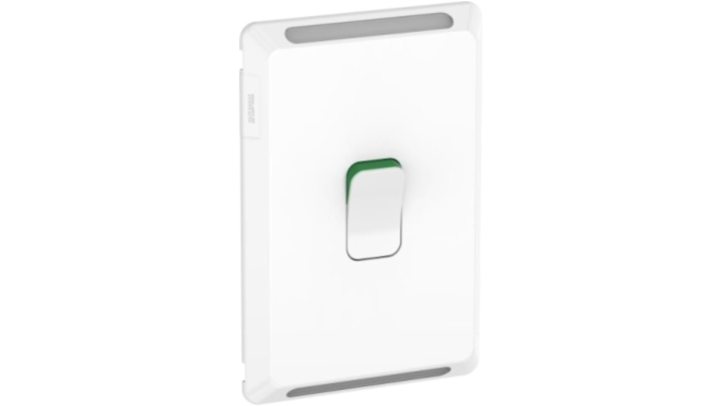 Clipsal Electrical White Rocker Light Switch, 1 Way, 1 Gang, Pro Series