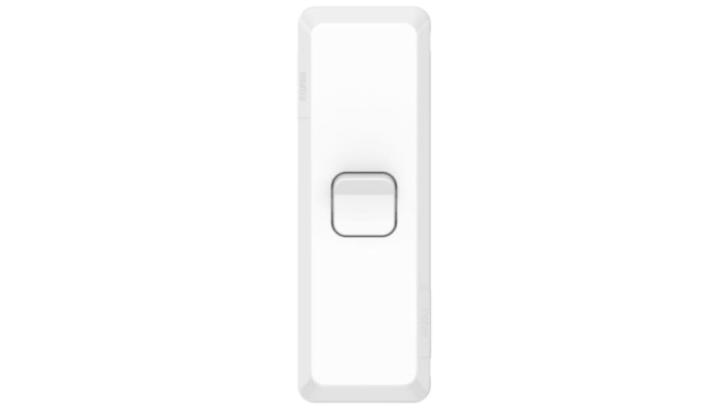 Clipsal Electrical White Rocker Light Switch, 1, 2 Way, 1 Gang, Pro Series