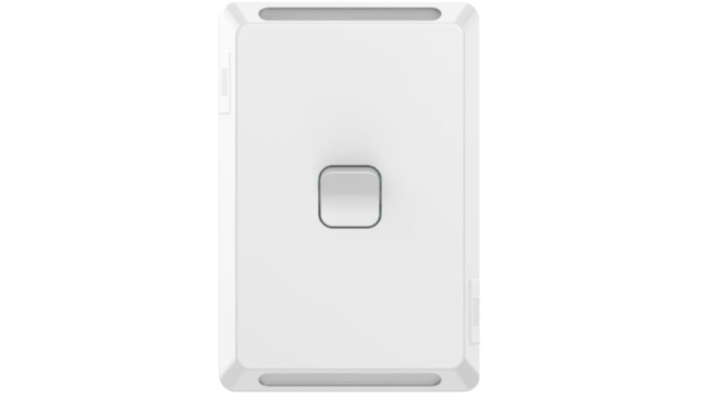 Clipsal Electrical White Rocker Light Switch, 1, 2 Way, 1 Gang, Pro Series