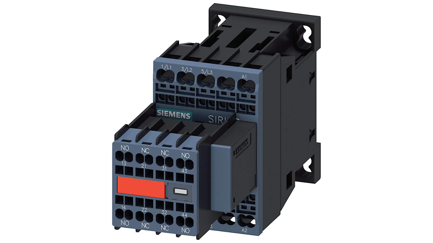 Siemens Leistungsschütz / 400 V Spule, 3 -polig 2 Schließer + 2 Öffner / 22 A, Schalten von Kondensatoren