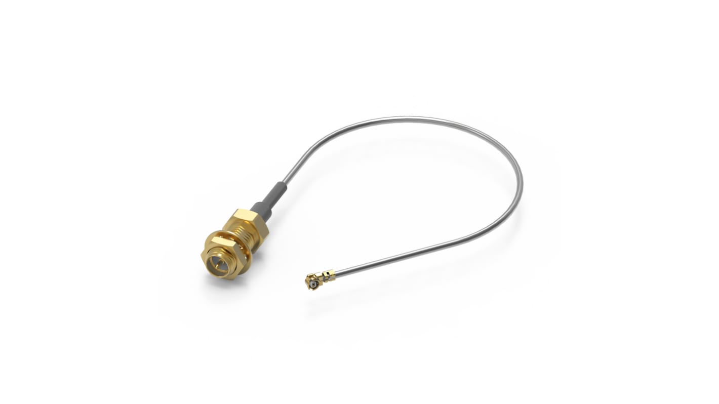 Cable coaxial Wurth Elektronik, 50 Ω, con. A: RP-SMA, Hembra, con. B: UMRF, Macho, long. 150mm Gris