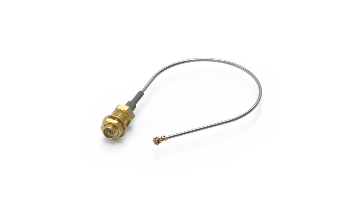Koaxiální kabel, Šedá, A: RP-SMA, vnější průměr: 1.37mm, B: UMRF 300mm Wurth Elektronik S koncovkou
