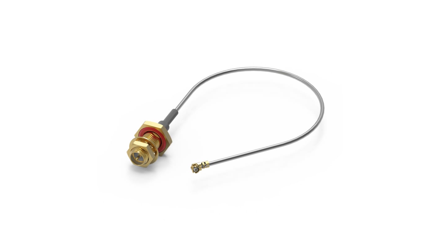 Koaxiální kabel, Šedá, A: RP-SMA, vnější průměr: 1.37mm, B: UMRF 200mm Wurth Elektronik S koncovkou