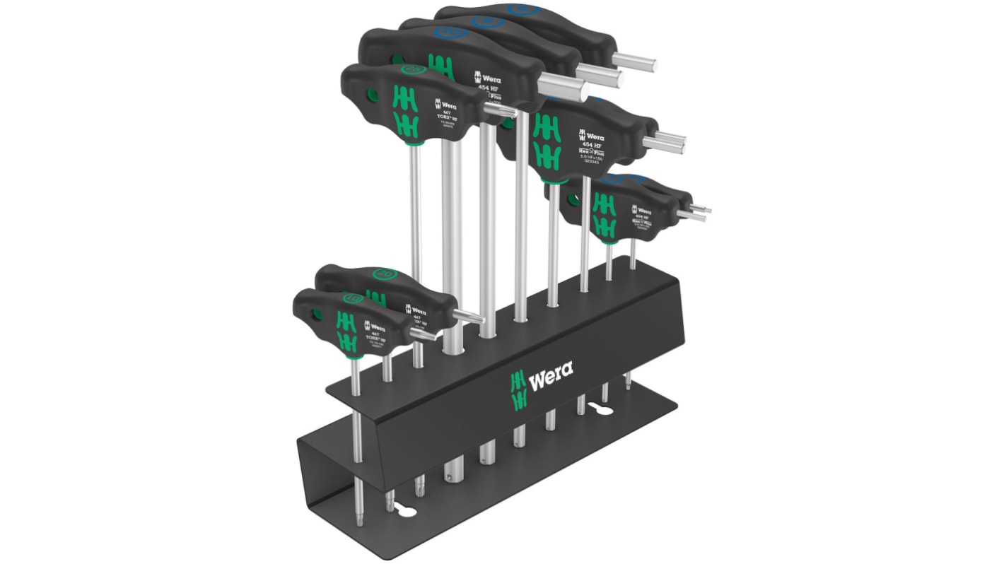 Wera 10 piece T Shape Hex Key Set, 2.5, 3, 4, 5, 6, 8, 10, TX 10, TX 20, TX 25