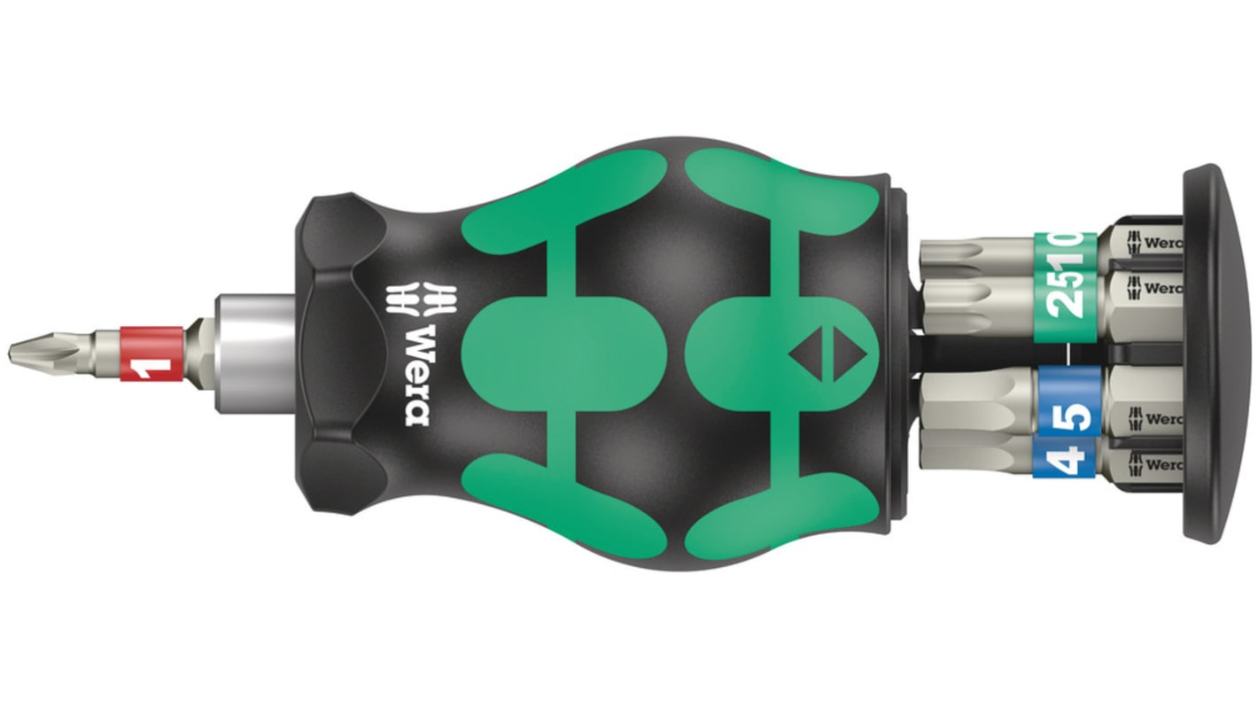 Wera Sechskant, PHILLIPS, TORX® Schraubendrehergriff mit Bits Edelstahl 2,5 mm, 3 mm, 4 mm, 5 mm, PH1 mm, TX10 mm, TX25