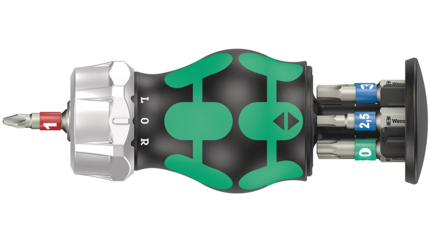 Wera Sechskant, PHILLIPS, TORX® Schraubendrehergriff mit Bits Edelstahl 2,5 mm, 3 mm, 4 mm, 5 mm, PH1 mm, TX10 mm, TX25