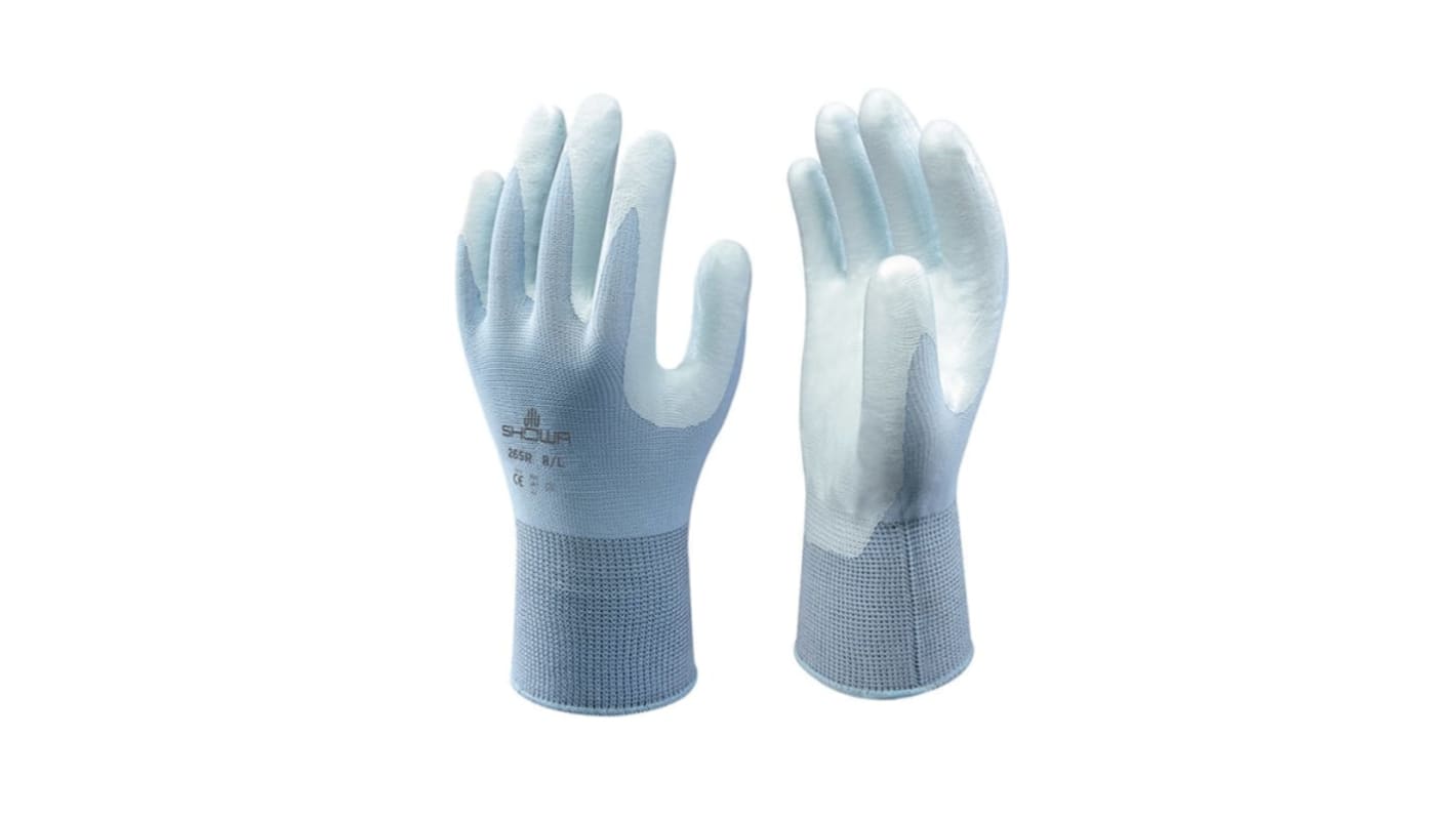 Showa 265R Blue Nylon Abrasion Resistant, Anti-Slip, General Purpose, Good Dexterity, Tear Resistant Gloves, Size 8,