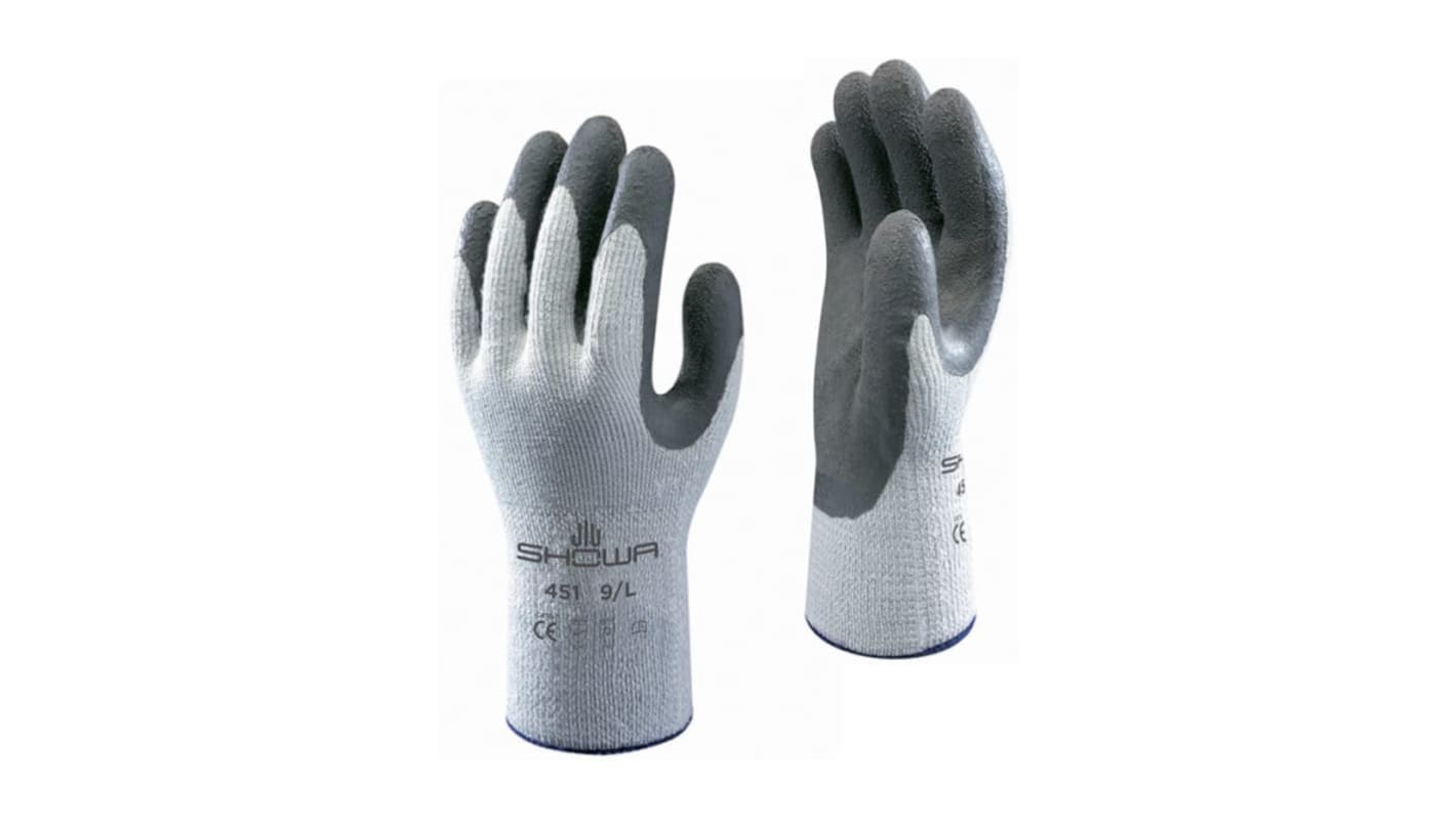Showa SHO452 Grey Polyester Cotton Fibre Abrasion Resistant, Anti-Slip, General Purpose, Good Dexterity, Tear Resistant