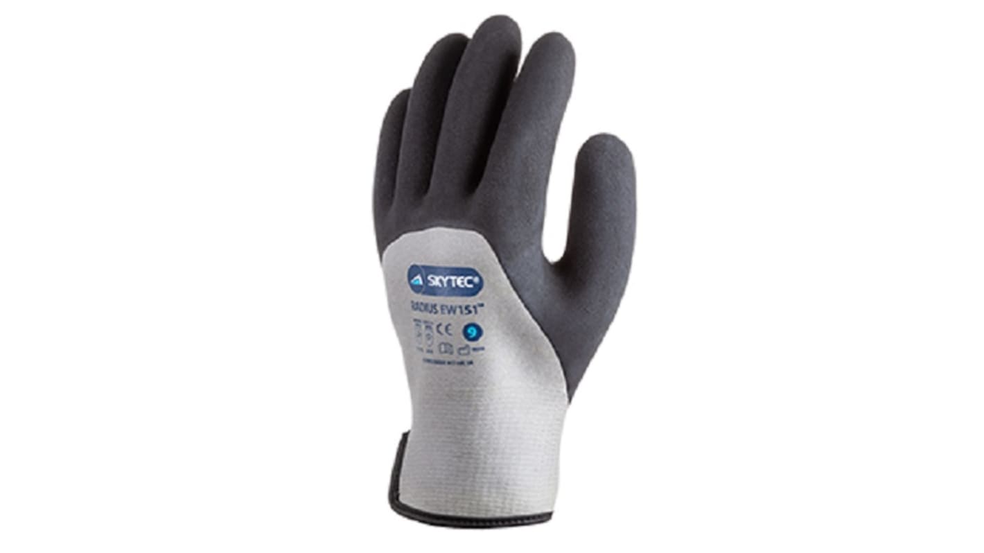 Guantes de 13g Hppe, Acrílico, Vidrio, Látex, Nailon Negro; gris Skytec serie RADIUS EW151, talla 7, S, con