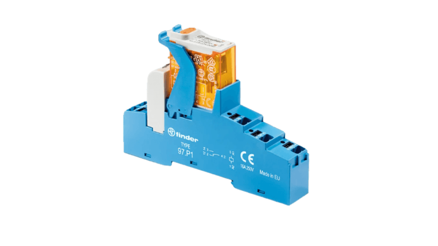 Finder 4C Series Interface Relay Module, DIN Rail Mount, 12V dc Coil, SPDT, 16A Load