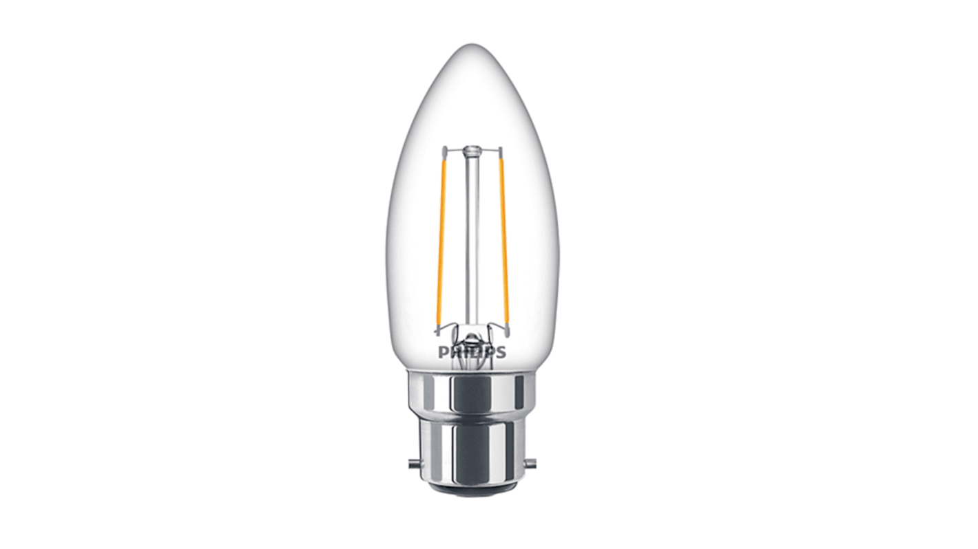 Lámpara LED de vela en forma de vela Philips, CorePro, 240 V, 2 W, casquillo B22, Blanco Cálido, 2700K