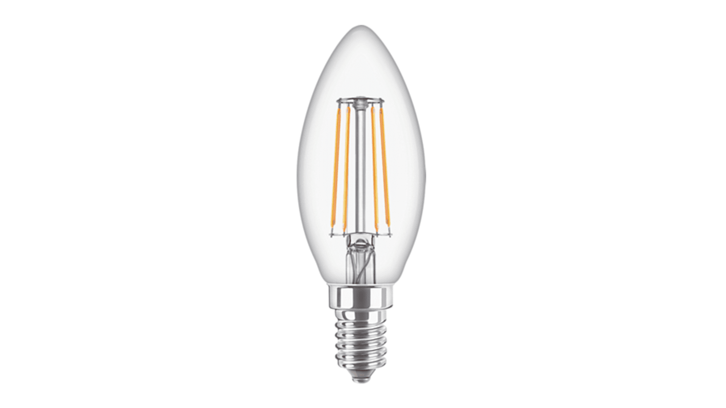 Lampe GLS à LED bougie E14 Philips, 4,3 W, 2700K, Blanc chaud