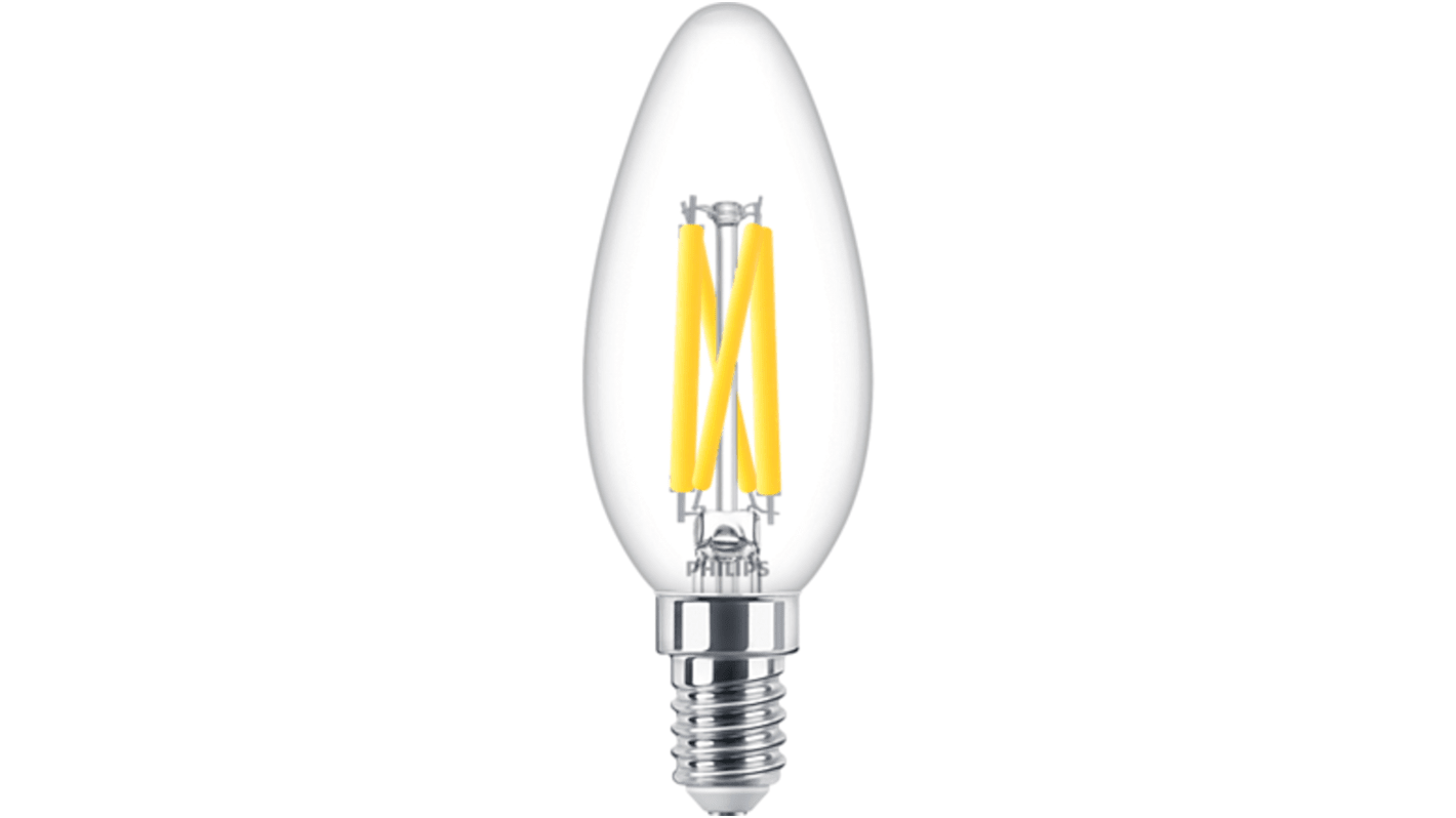 Lampada LED a candela Philips con base E14, 240 V, 3,4 W, Luce calda, intensità regolabile