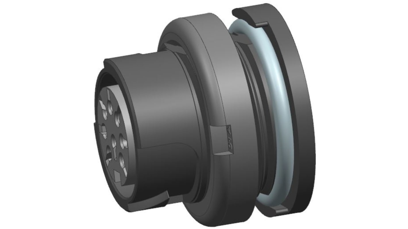 Conector circular Amphenol Industrial hembra serie Quicklock Signalmate C091 de 3 vías hembra, montaje aéreo, IP68