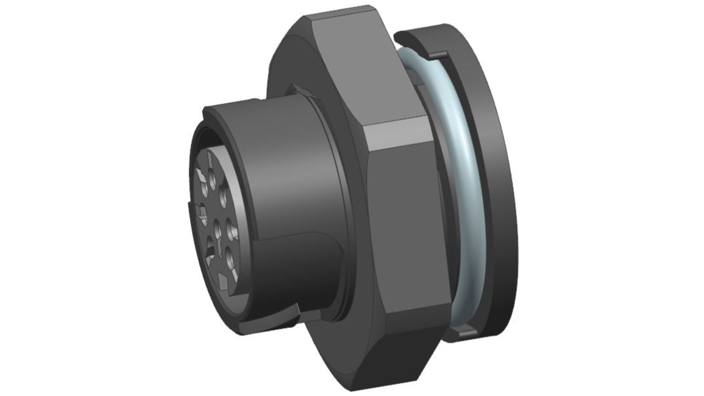 Conector circular Amphenol Industrial hembra serie Quicklock Signalmate C091 de 6 vías hembra, montaje aéreo, IP68