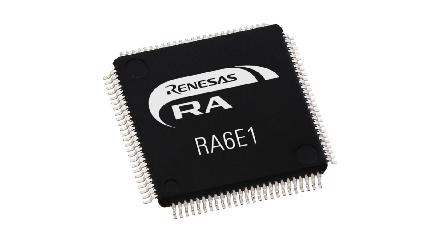 Renesas Electronics R7FA6E10F2CFP#AA0, 32bit ARM Cortex M33 Microcontroller, RA6E1, 200MHz, 1.024 MB Flash, 100-Pin LQFP