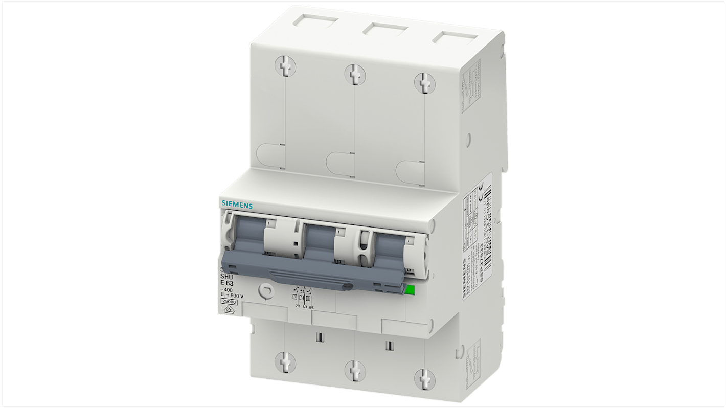 Interruptor automático 3P, 16A, Curva Tipo E 5SP3316-3, SENTRON, Montaje en Carril DIN