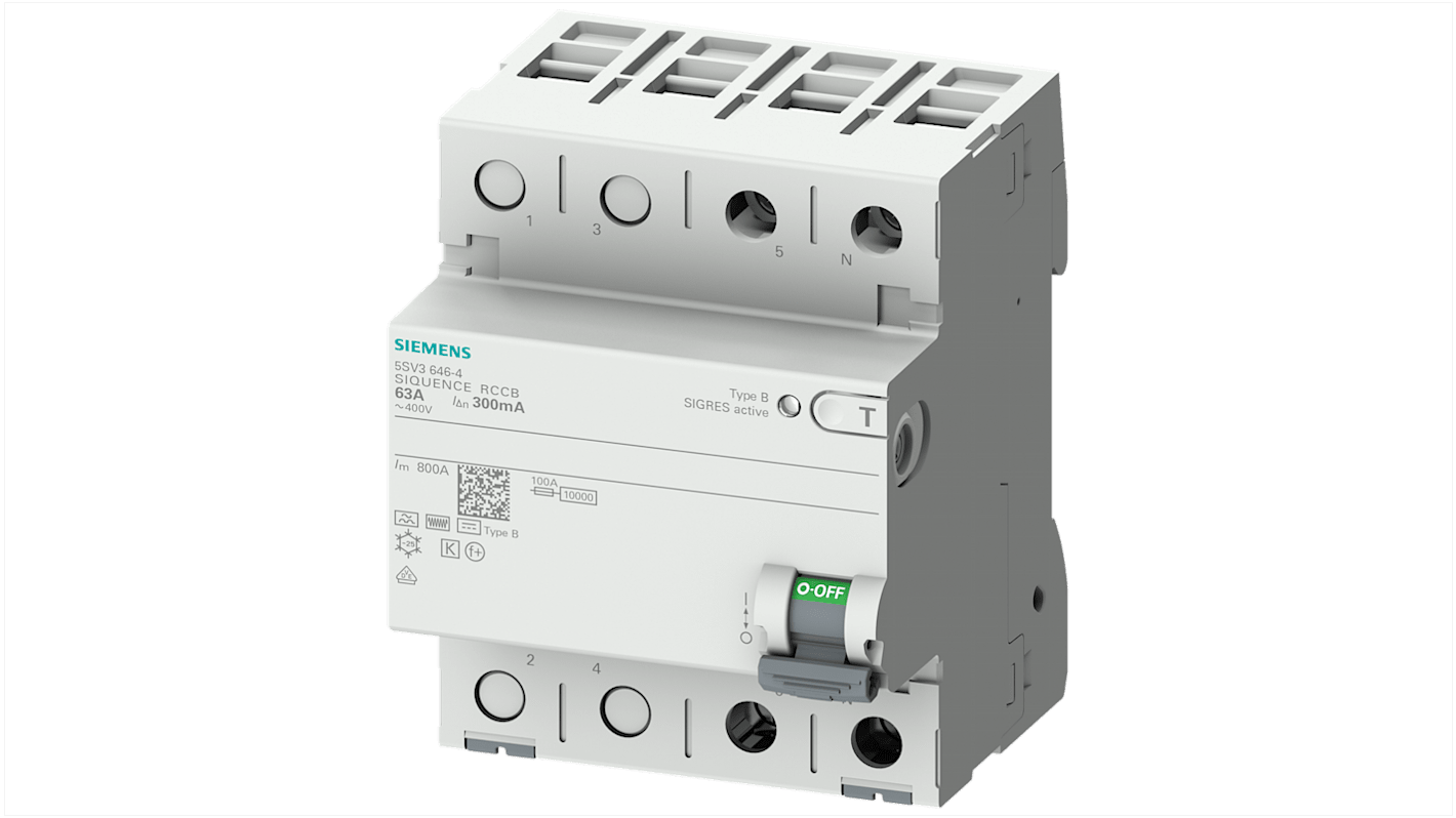 Interrupteur différentiel Siemens 5SV3321, 2 Pôles, 16A, 30mA, Type B