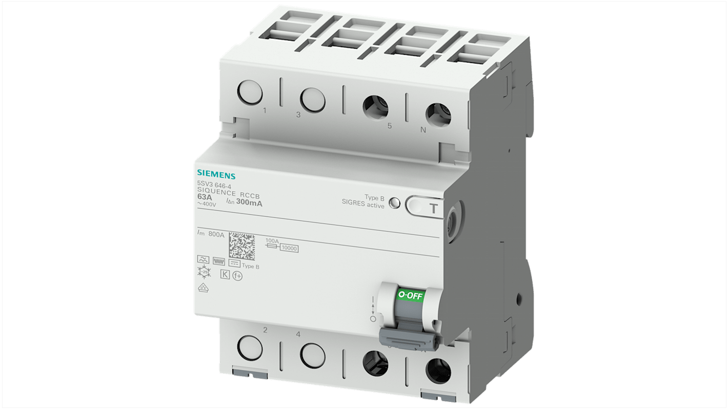 Interrupteur différentiel Siemens 5SV3624, 2 Pôles, 40A, 300mA, Type B