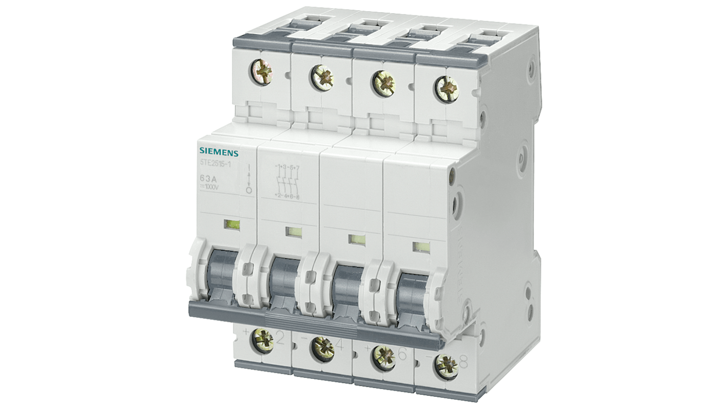 Interruptor seccionador con fusible Siemens, 63A, 4 Sentron