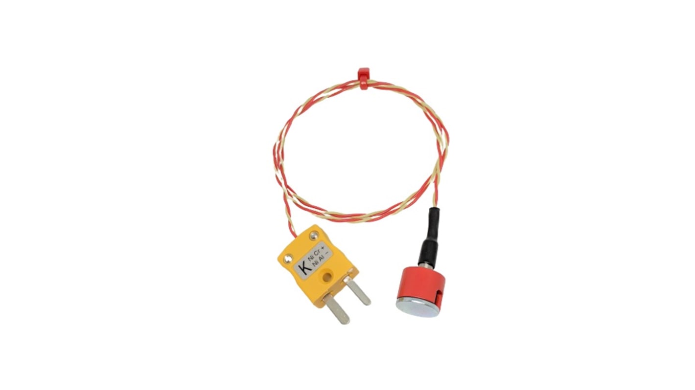 Thermocouple avec bouton magnétique RS PRO type K Ø 12.5mm, L 1m, +250°C max à Fiche mâle miniature