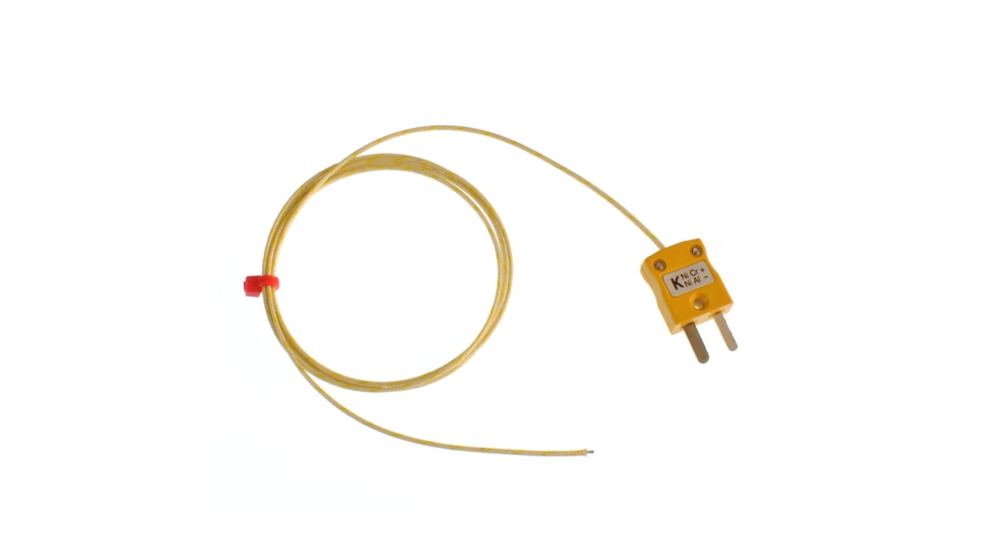 Termopar tipo K RS PRO, Ø sonda 1/0.3mm x 3m, temp. máx +350°C, cable de 3m, conexión , con conector miniatura