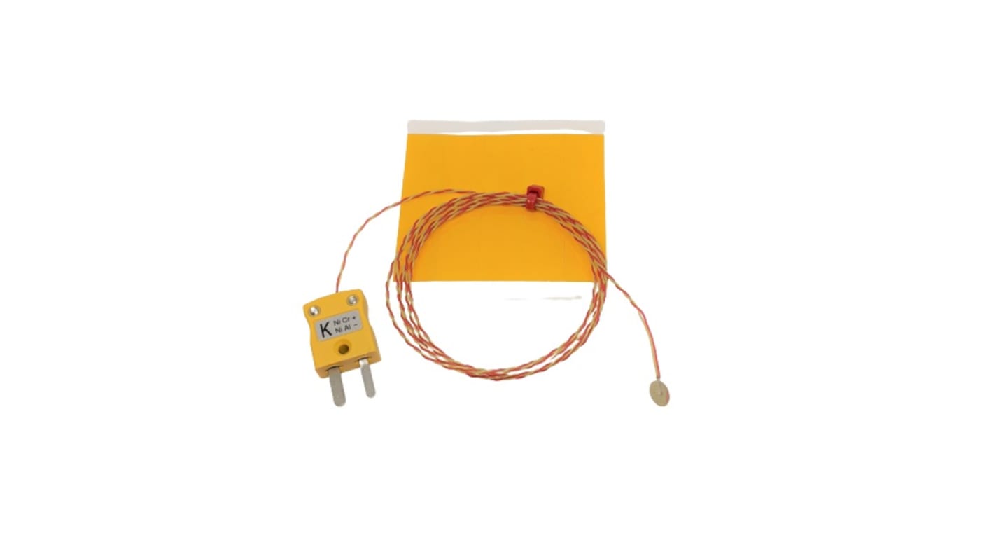 Thermocouple à disque de cuivre RS PRO type K Ø 6.35mm, L 2m, +200°C max à Fiche mâle miniature