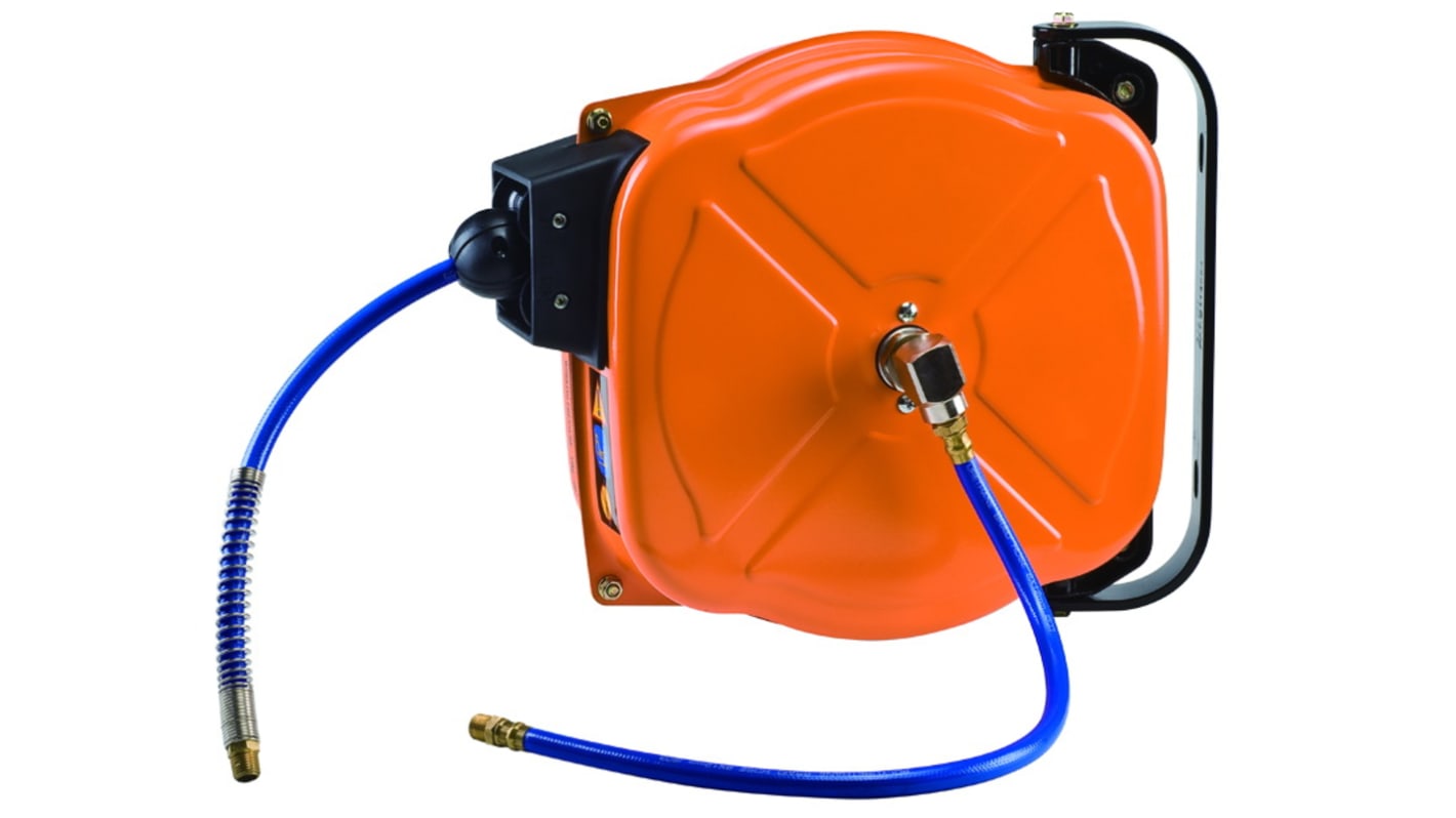 RS PRO Wall Mounted 12m Air Hose Reel, 8mm Inner Diameter, 12mm Outer Diameter