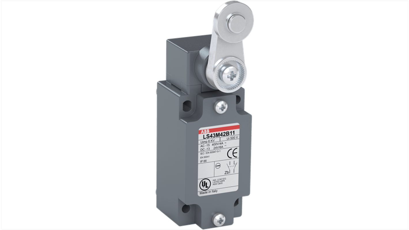 ABB Roller Limit Switch, IP66, Zinc Alloy Housing, 600V ac Max, 10A Max