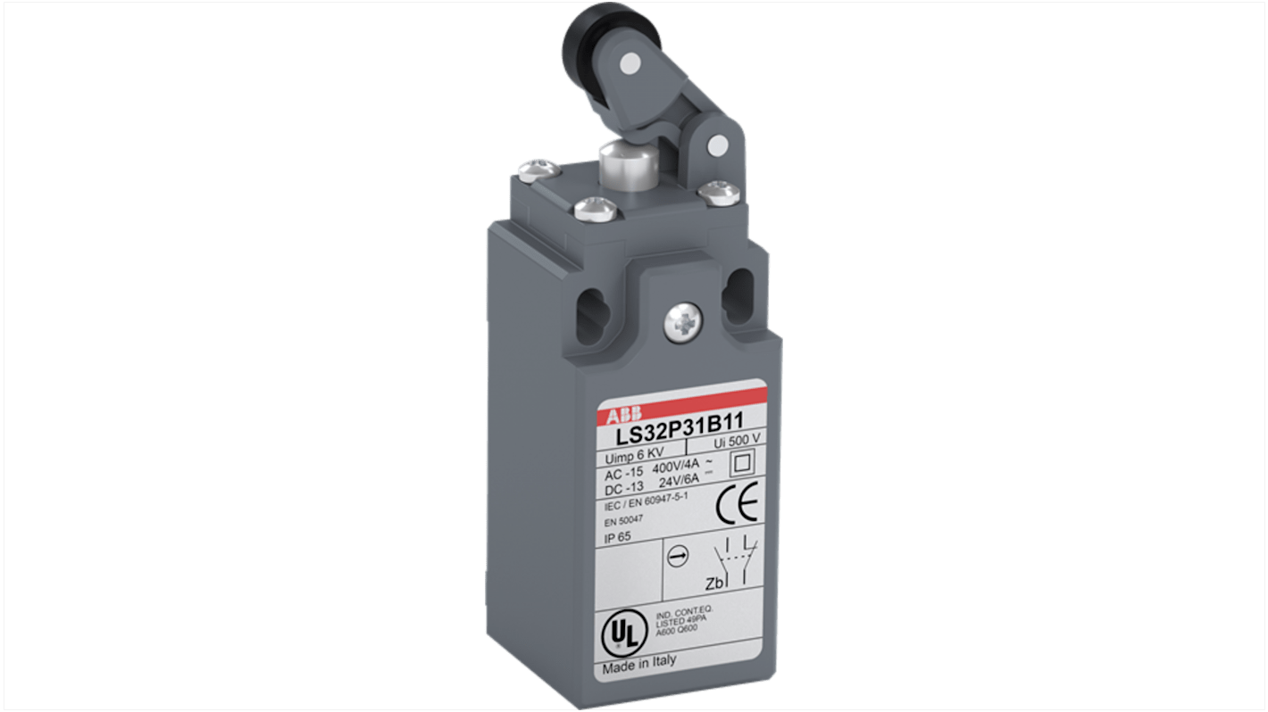 ABB Plunger Limit Switch, IP65, 600V ac Max, 10A Max