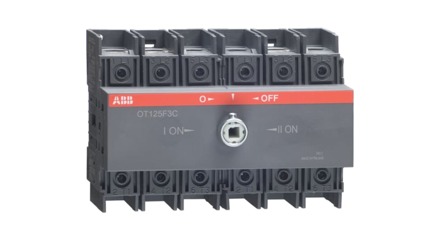 ABB OT Pole Base Mounting Changeover Switch - 125A Maximum Current, 45kW Power Rating, IP20